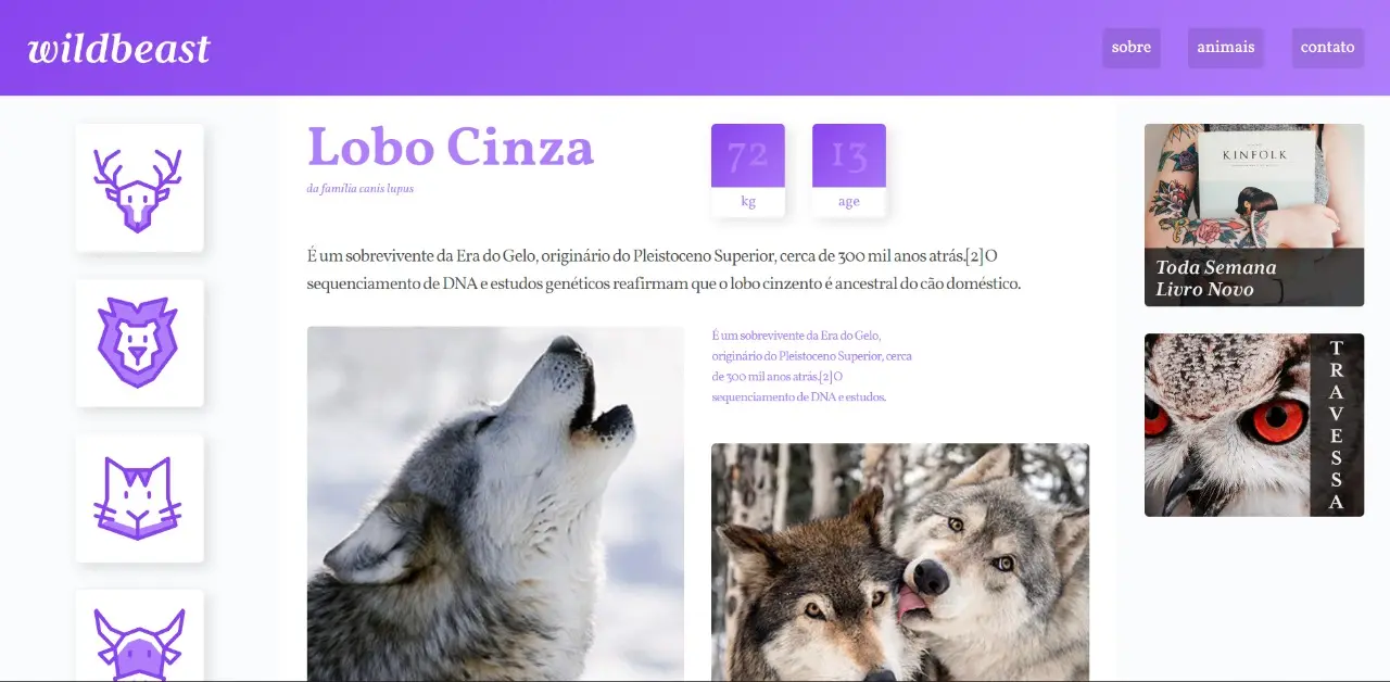 wildbeast: site com informações sobre o lobo cinza